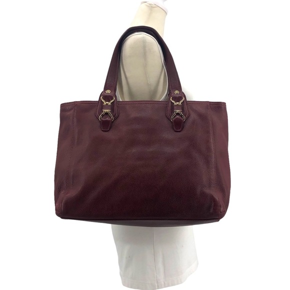 Cole Haan Large Burgundy Soft Leather East West Shoulder Tote Satchel Bag - Picture 3 of 9
